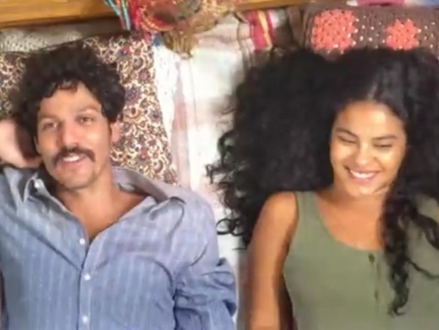 Guito e Bella Campos como Tibério e Muda de Pantanal (Foto: Reprodução/Instagram)
