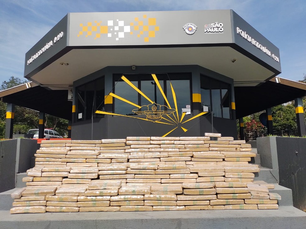 Polícia apreende 274 tabletes de maconha em caminhonete na Rodovia Rachid Rayes em Assis — Foto: Polícia Rodoviária/Divulgação