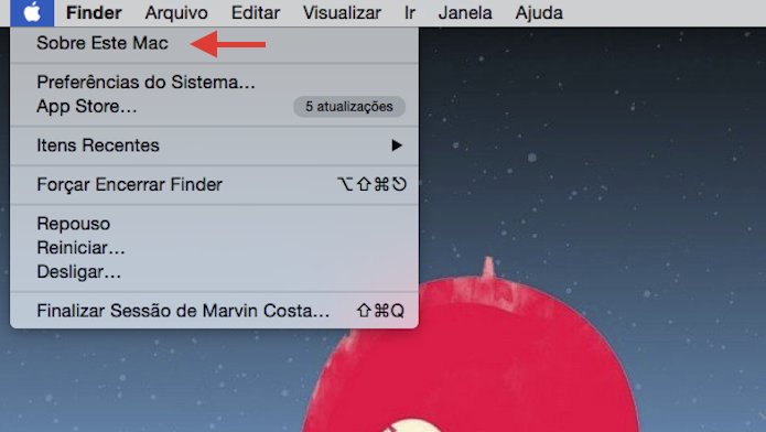 Acessando o menu de informa??es do Mac OS X (Foto: Reprodu??o/Marvin Costa)