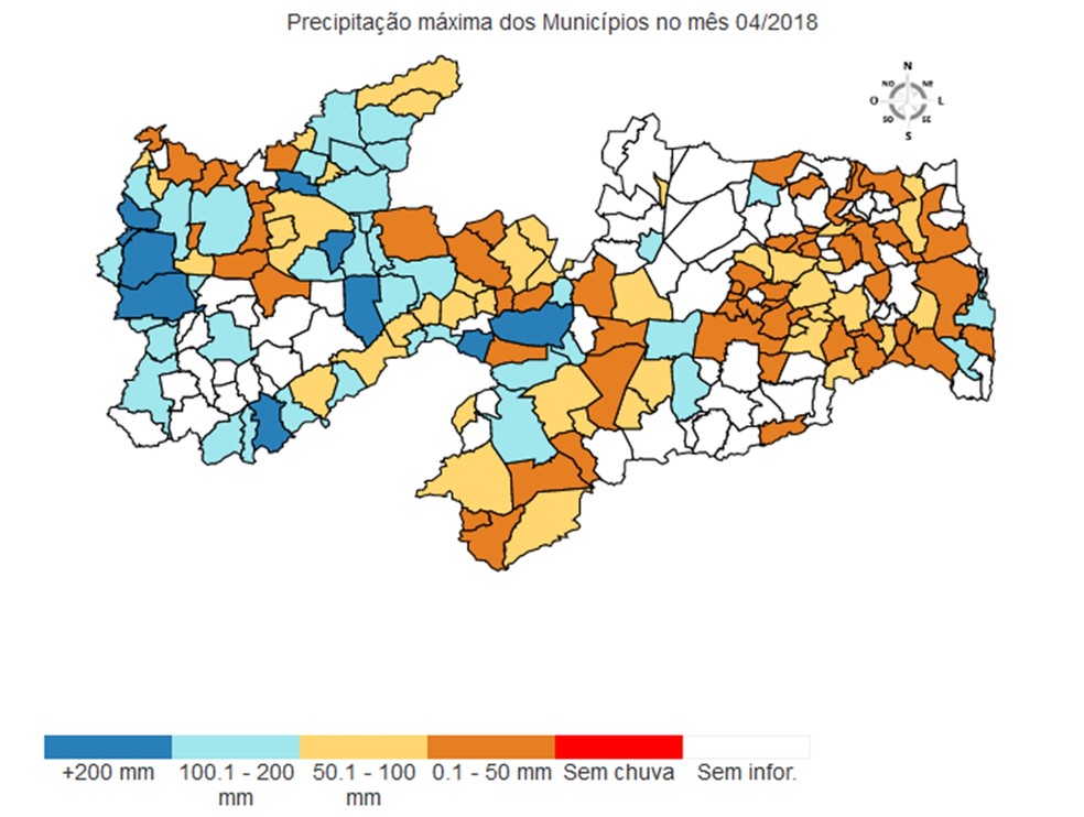 Dados da Aesa apontam grande registro de chuvas em cidades do Sertão (Foto: Reprodução/aesa.pb.gov.br)