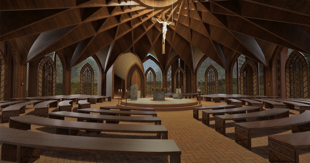 Igreja será circular, com 32 metros de diâmetro, 25 metros de altura  — Foto: Divulgação/Creatos Arquitetura