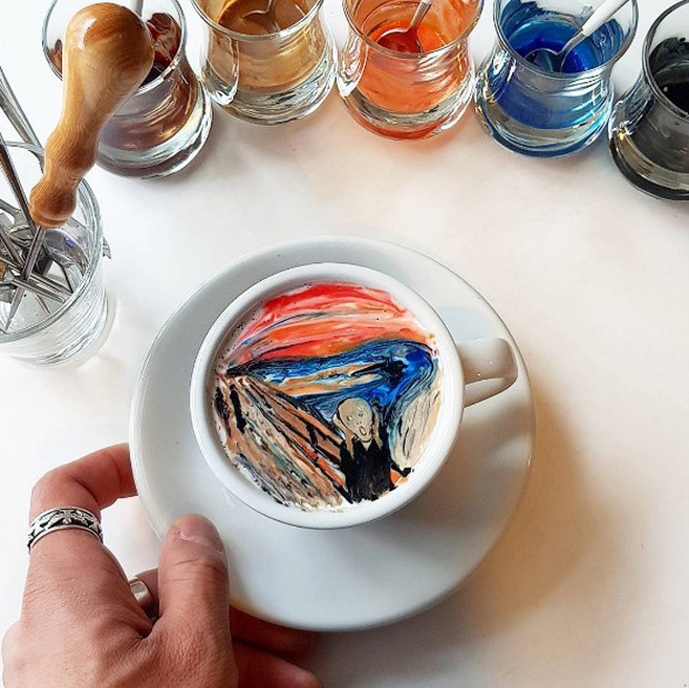 Artista recria obras de arte em cappuccinos (Foto: Reprodução Instagram @leekangbin91)