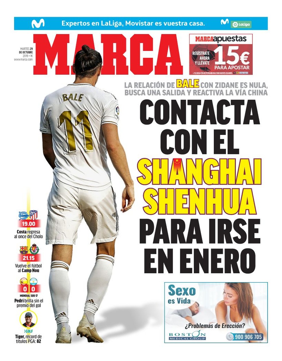 Capa do "Marca" indica ida de Bale para a China — Foto: Reprodução