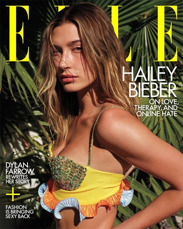Hailey Bieber é a capa da nova edição da Elle Magazine (Foto: Reprodução / Elle USA)