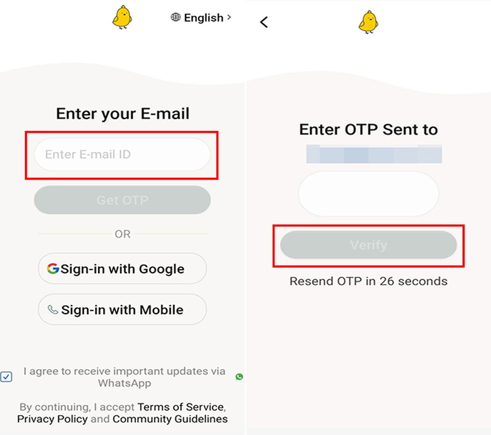 Conta no Koo pode ser criada com e-mail, celular ou Google  — Foto: Reprodução/Flávia Fernandes