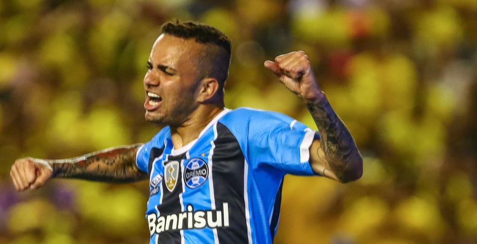 Luan fez dois gols para o Grêmio contra o Barcelona-EQU (Foto: Lucas Uebel/Grêmio/Divulgação)