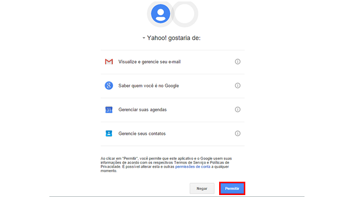 Permita que o Yahoo acesse o seu Gmail com segurança (Foto: Reprodução/Paulo Alves)