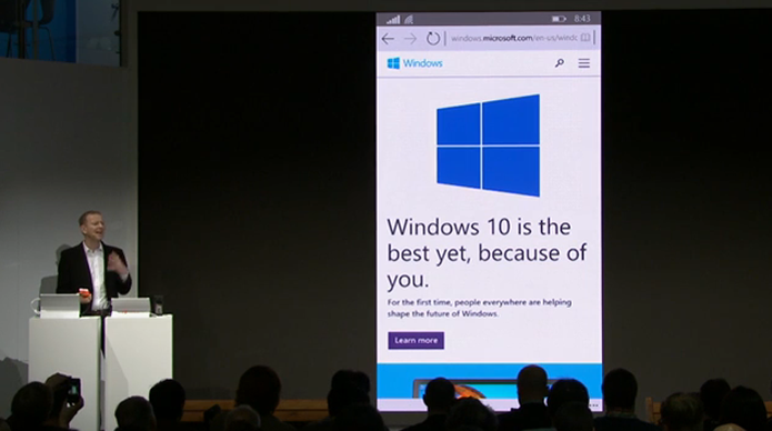 O Spartan, navegador que vai substituir o Explorer do Windows 10 em diante, ? exibido no MWC (Foto: Reprodu??o)
