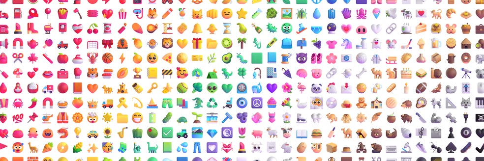 Microsoft redesenhou mais de 1,8 mil emojis seguindo o estilo Fluent Design da empresa — Foto: Divulgação/Microsoft