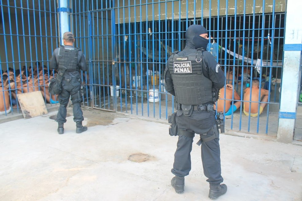 Operação Ensure vistoria pavilhões de unidade prisional no Piauí — Foto: Divulgação/Polícia Militar
