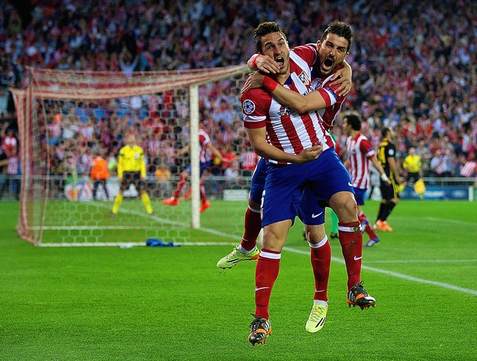 David Villa e Koke gol Atlético de Madrid x Barcelona (Foto: Getty Images)