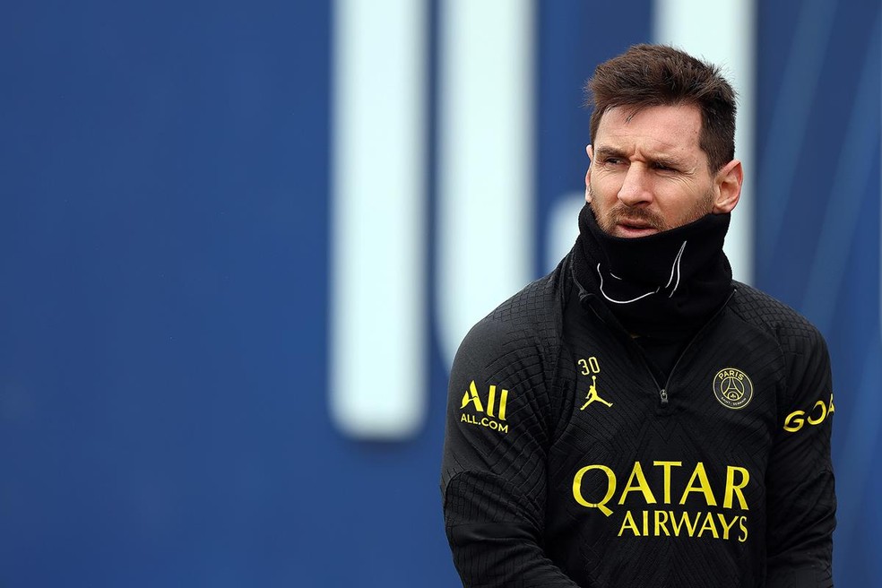 Messi no treino do PSG antes do jogo contra o Brest, pelo Campeonato Francês — Foto: A.Meunier / PSG