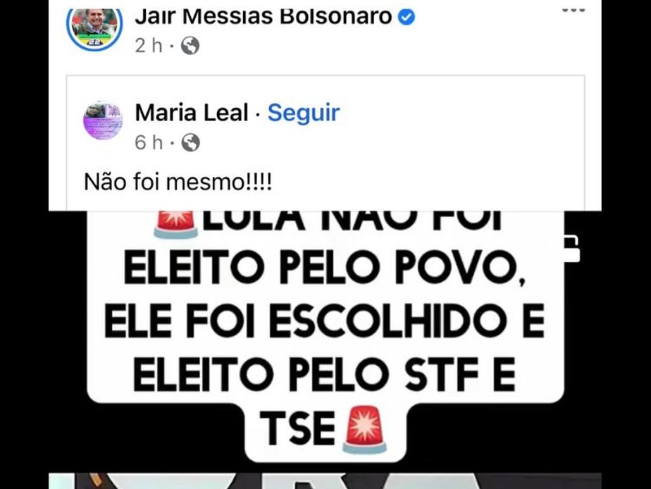 Postagem compartilhada por Bolsonaro e depois apagada