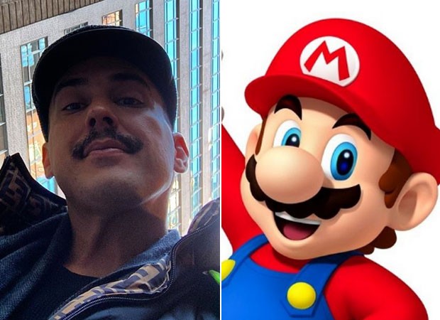 André Marques de bigodinho é comparado ao Super Mario (Foto: Reprodução/Instagram)