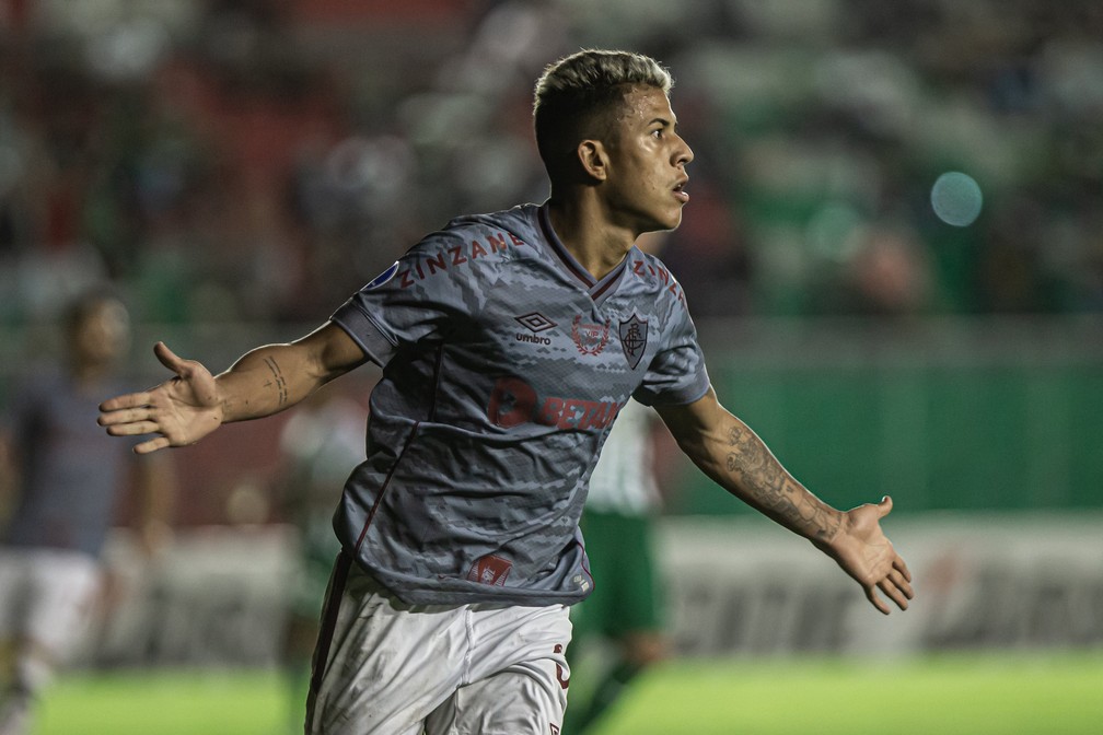 Matheus Martins comemora gol pelo Fluminense — Foto: Marcelo Gonçalves/Fluminense FC