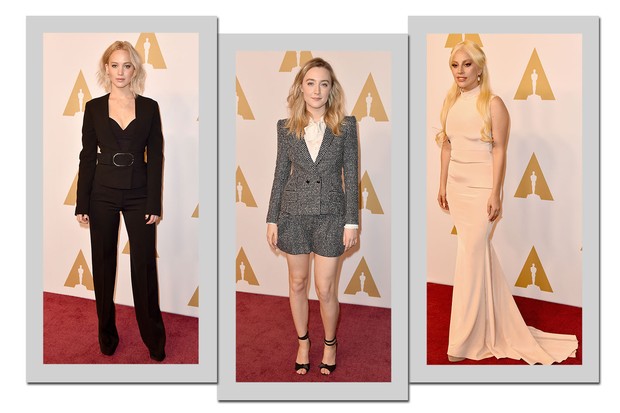 Da esquerda para a direita: Jennifer Lawrence, Saoirse Ronan e Lady Gaga (Foto: Getty Images)