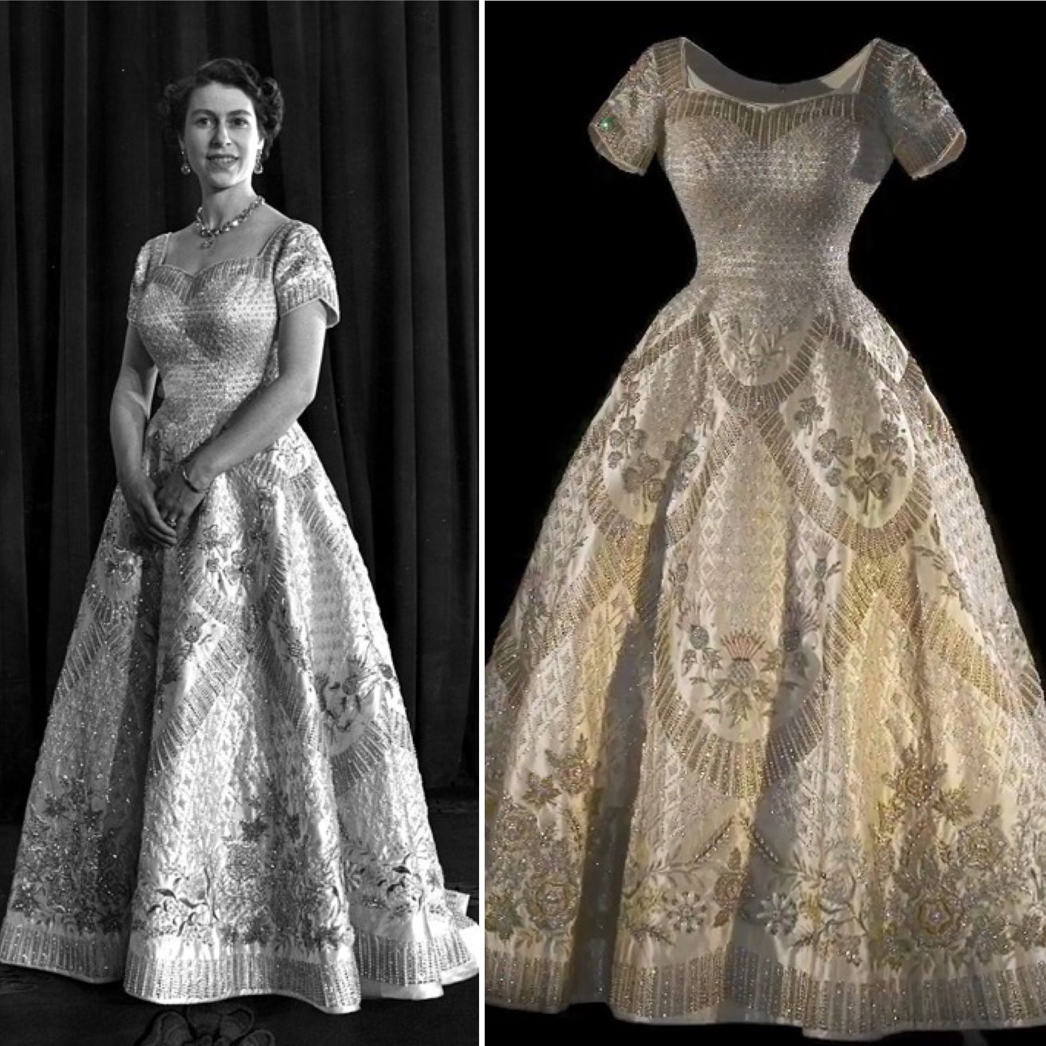 Vestido da Coroação usado pela Rainha Elizabeth II será exibido no Castelo de Windsor (Foto: Reprodução/ Getty Images)