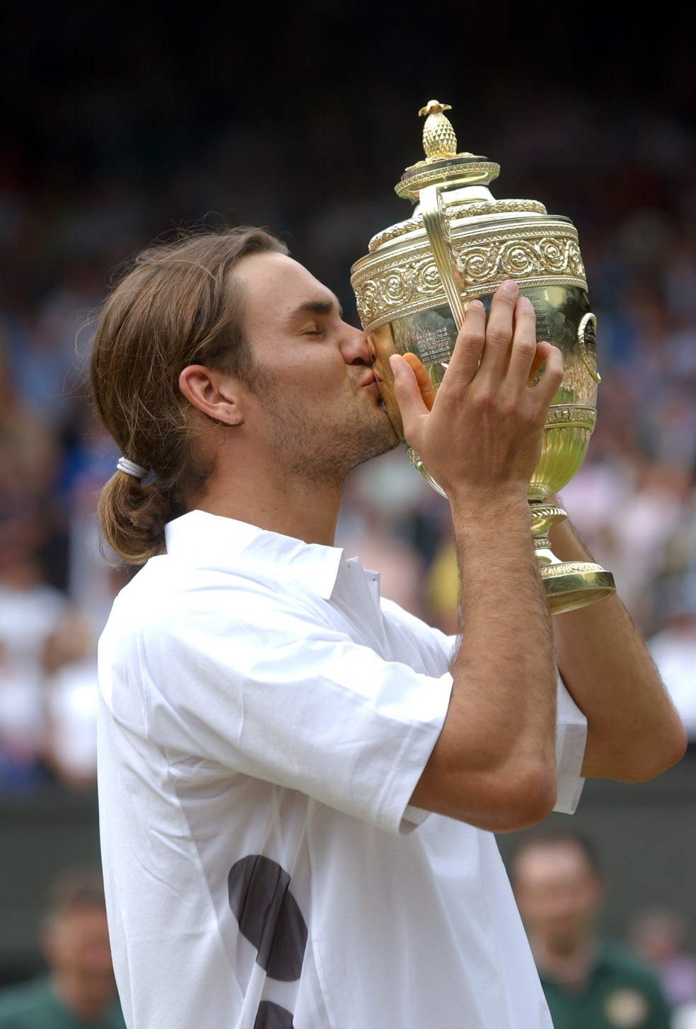 Roger Federer ganhou em Wimbledon 2003 o seu primeiro título em Grand Slams — Foto: Jeff Overs/BBC News & Current Affairs via Getty Images