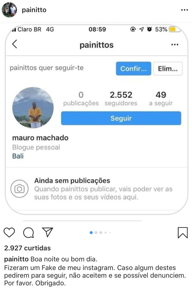 Mauro Machado no Instagram (Foto: reprodução/Instagram)