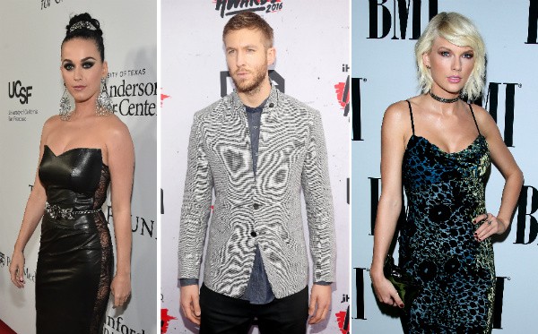 Katy Perry, Calvin Harris e Taylor Swift (Foto: Getty Images)