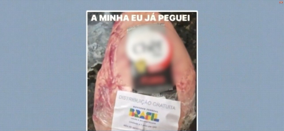 Postagem com um pacote de carne dizia "a minha eu já peguei" — Foto: Reprodução/TV Clube