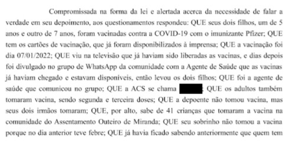 Depoimento de mãe que teve dois filhos vacinados contra a Covid-19 com doses para adultos na PB — Foto: MPF-PB/Divulgação