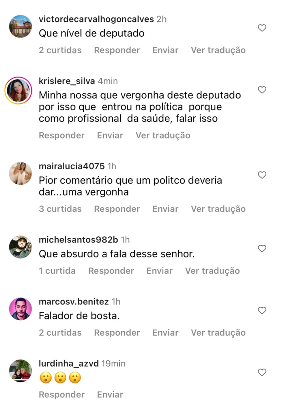 Comentário foi deixado no Instagram da TV Morena — Foto: TV Morena