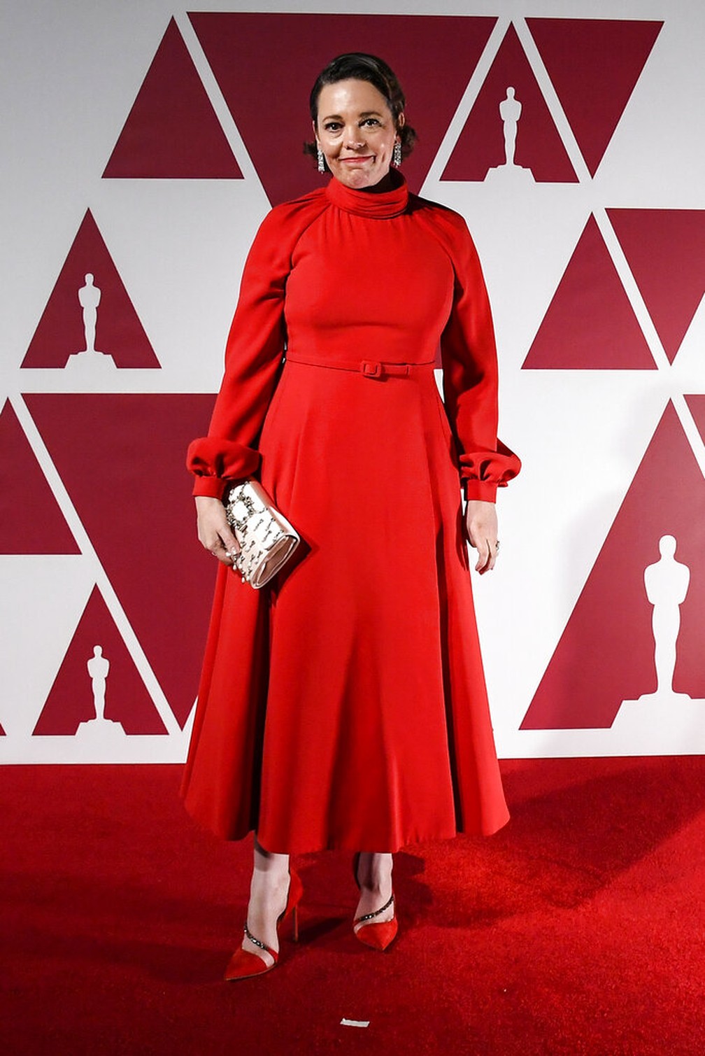 Olivia Colman, indicada a atriz coadjuvante por "Meu Pai",  no Oscar 2021 — Foto: AP Photo/Alberto Pezzali