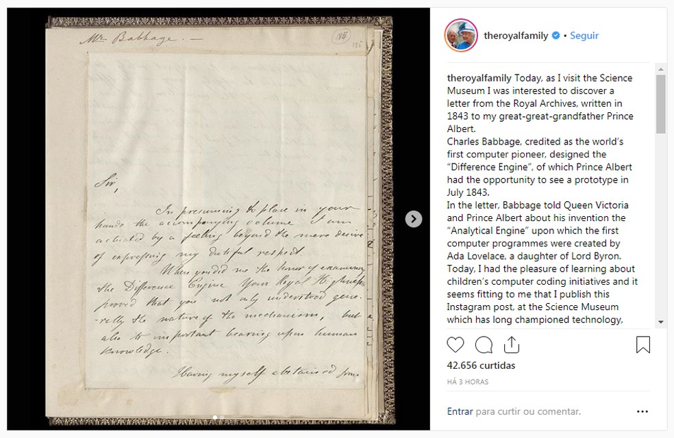 Rainha Elizabeth II fez o primeiro post no Instagram da família real nesta quinta-feira (7) — Foto: Reprodução/Instagram