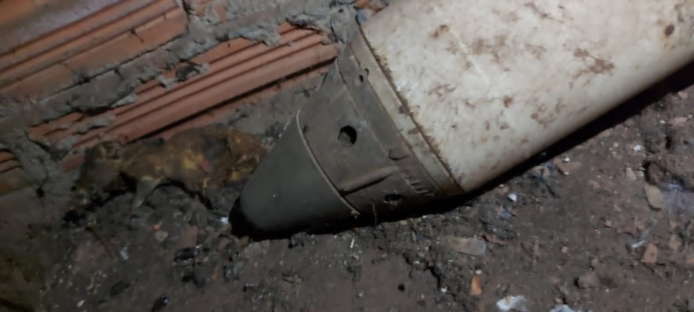Detalhe de bomba encontrada em Paulínia — Foto: Guarda Civil Municipal de Paulínia