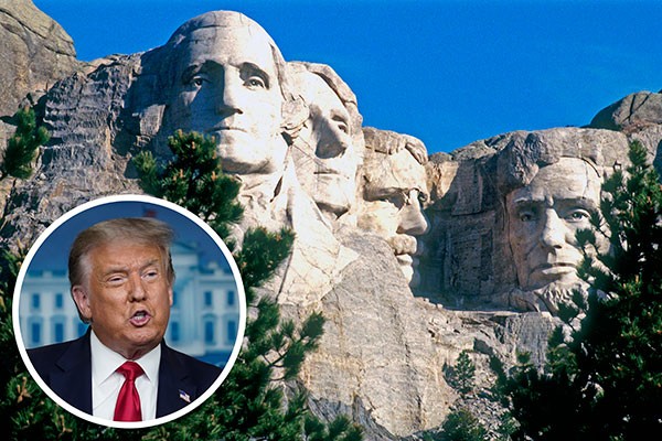 O monte Rushmore e o presidente Donald Trump (detalhe) (Foto: Getty)
