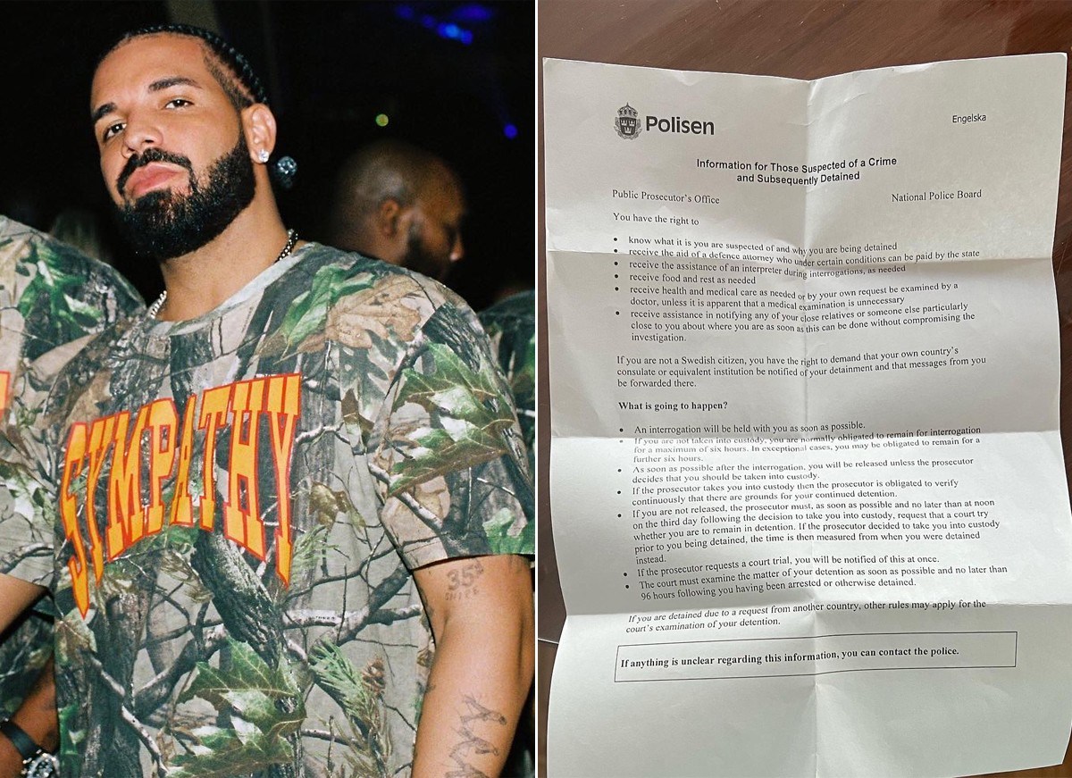 Drake foi detido na Suécia (Foto: Reprodução / Instagram)