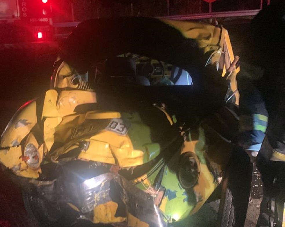 Carro em que o Idoso estava ficou destruído após acidente em rodovia de Assis (SP) — Foto: The Brothers