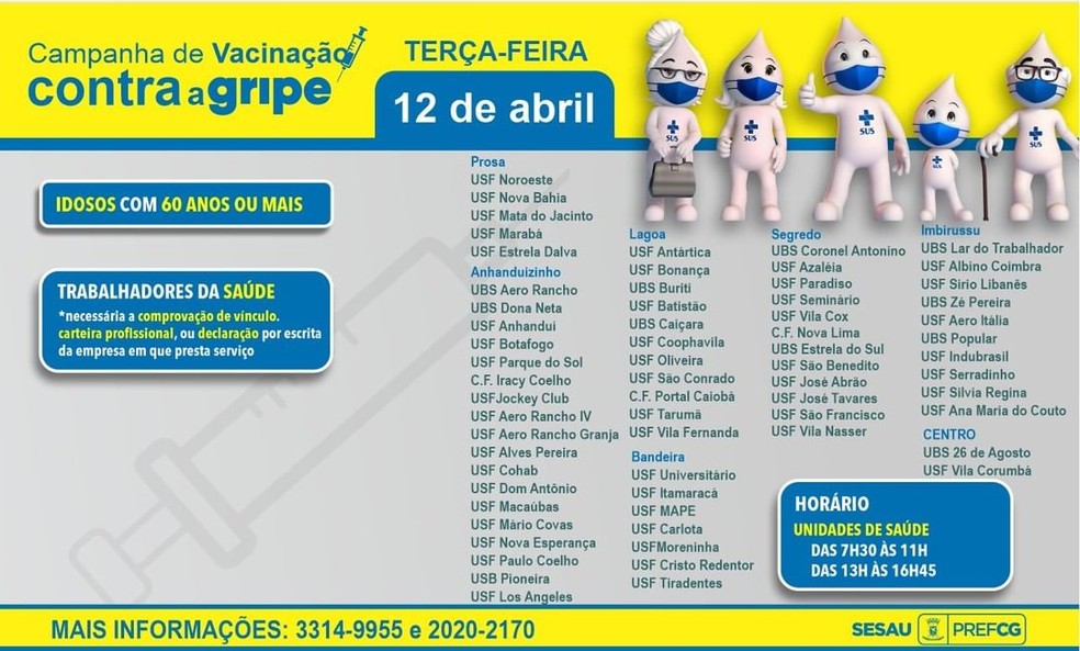 Vacinação em Campo Grande nesta terça-feira (12). — Foto: PMCG