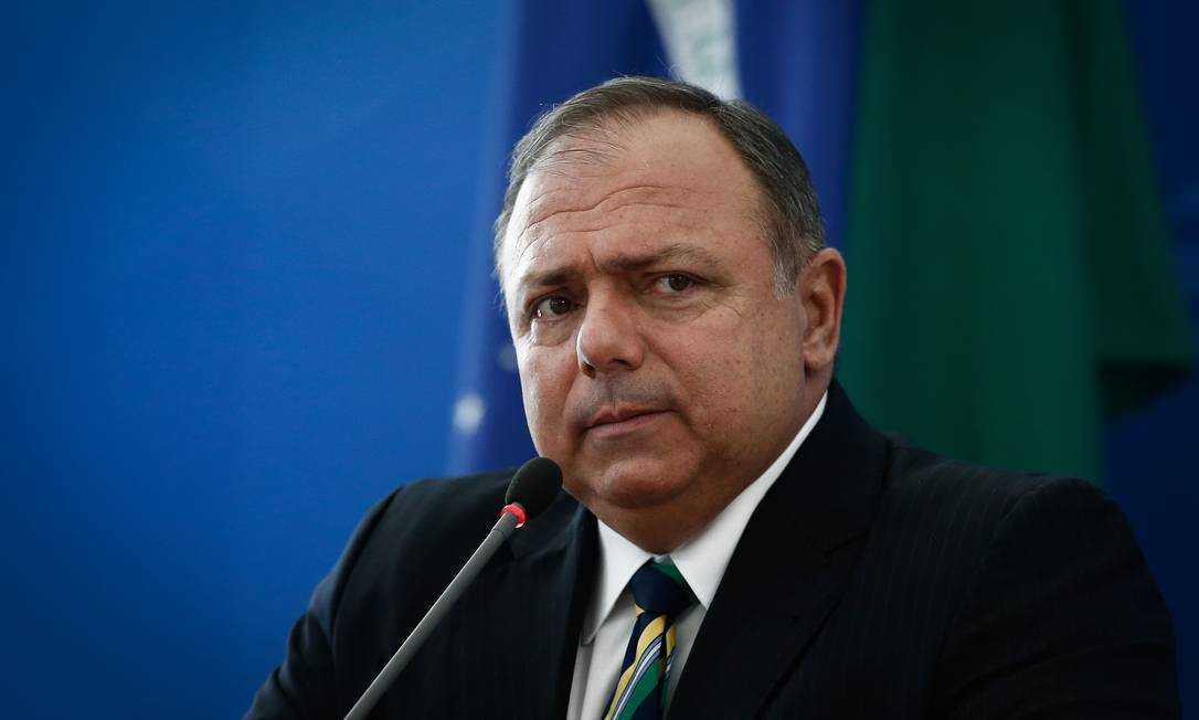 O ministro da Saúde, Eduardo Pazuello, durante entrevista coletiva no Palácio do Planalto 