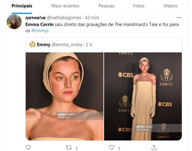 Emma Corrin rende memes por look no Emmy (Foto: Reprodução/Twitter)