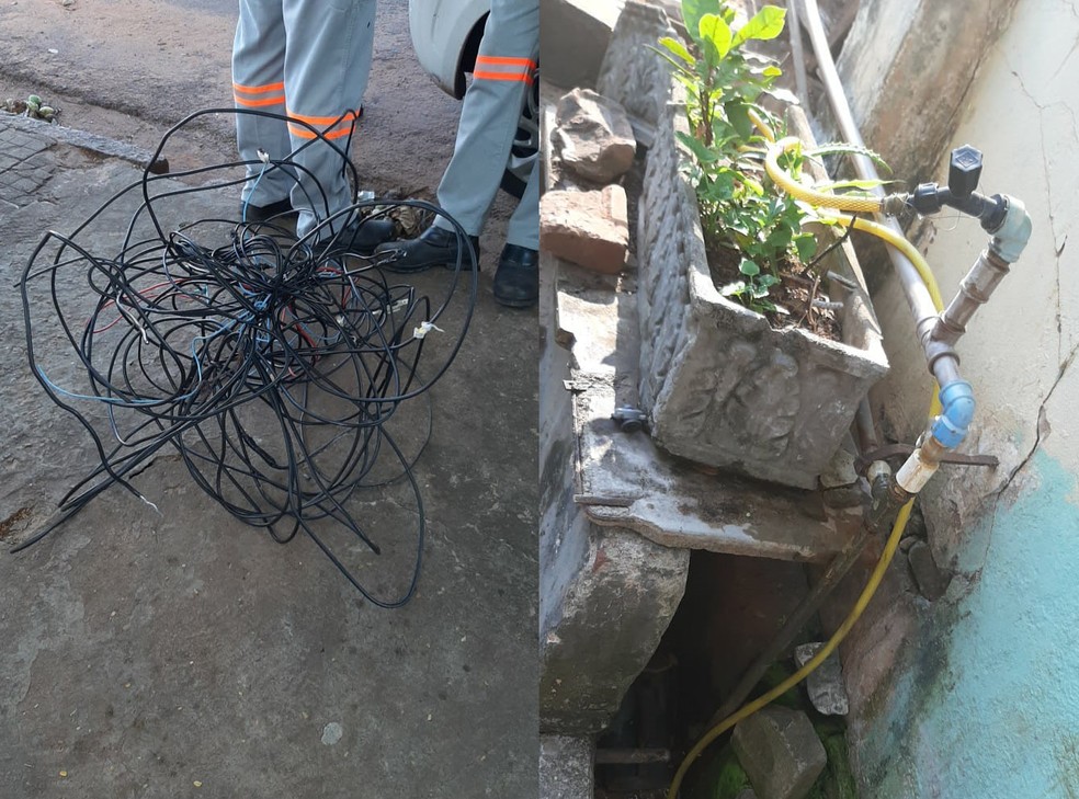 Ligações clandestinas de água e energia foram desligadas após flagrante da polícia em Bauru — Foto: Polícia Civil/Divulgação