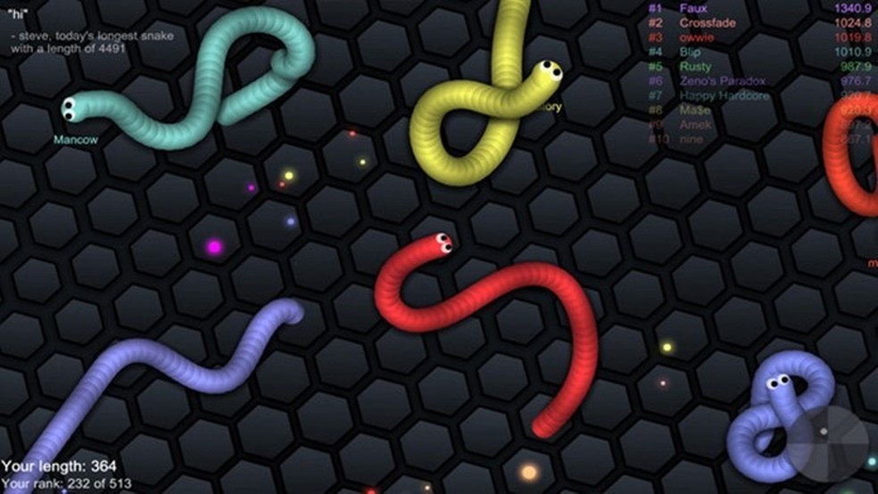 Slither.io é baseado no clássico "jogo da cobrinha" — Foto: Divulgação/Google Play