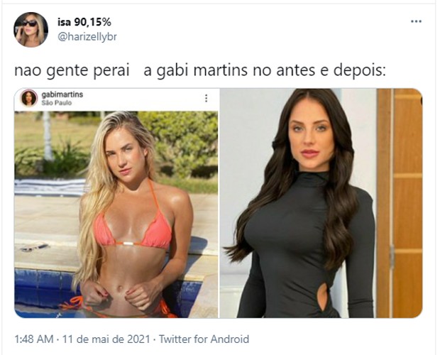 Gabi Martins vira assunto na web por mudanças no rosto (Foto: Reprodução/Twitter)