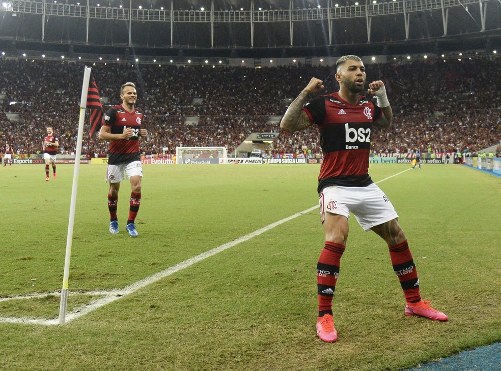Gabigol comemora em Flamengo x Botafogo — Foto: André Durão