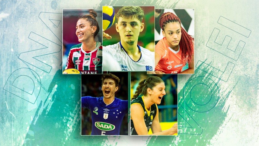Jogadores t&ecirc;m o "gene do v&ocirc;lei" &mdash; Foto: Editoria de arte