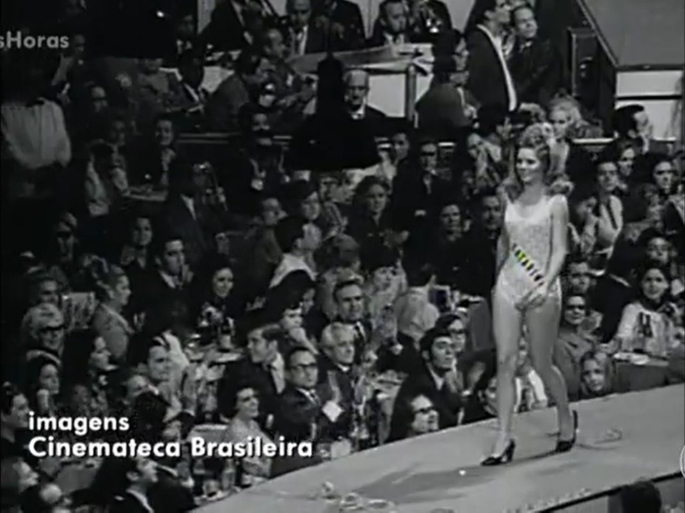 Vera Fischer durante sua carreira de miss — Foto: TV Globo