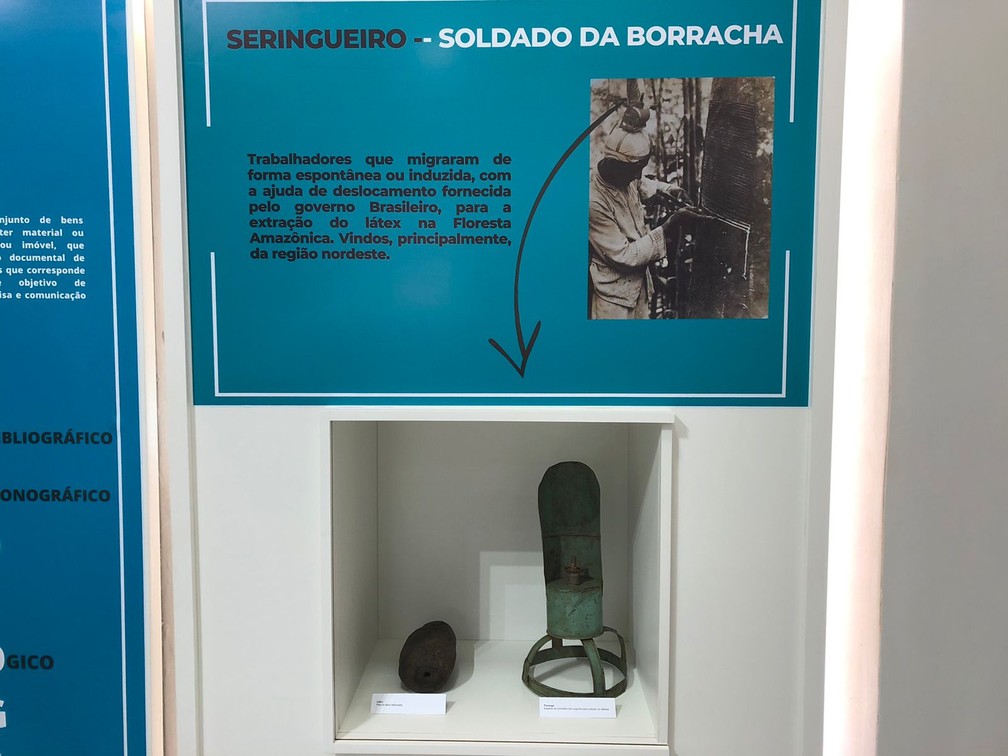 Área destinada a história do ciclo da borracha no Museu da Memória Rondoniense (Mero) em Porto Velho — Foto: Loide Gonçalves/g1 