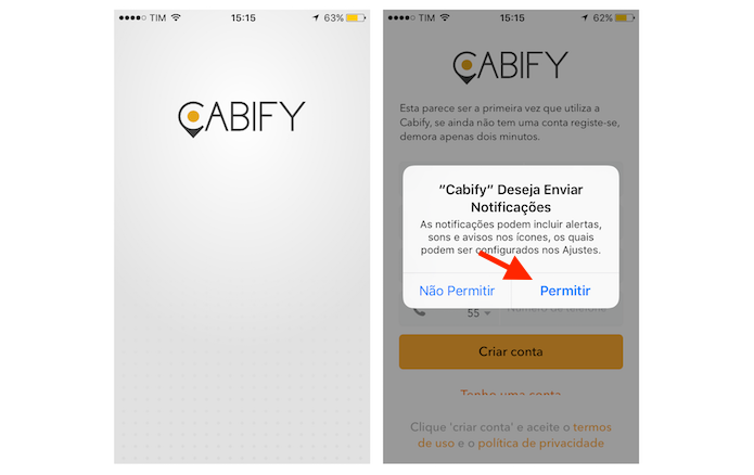 Ativando as notificações do Cabify para iPhone (Foto: Reprodução/Marvin Costa)