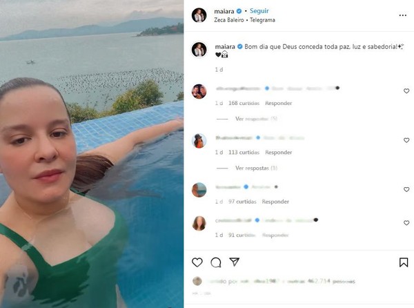 Maiara curtindo temporada de vero em Santa Catarina   Foto: Redes Sociais/Divulgao