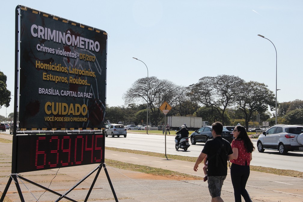 Criminômetro colocado em frente ao Palácio do Buriti, no DF (Foto: Sinpol/Divulgação)