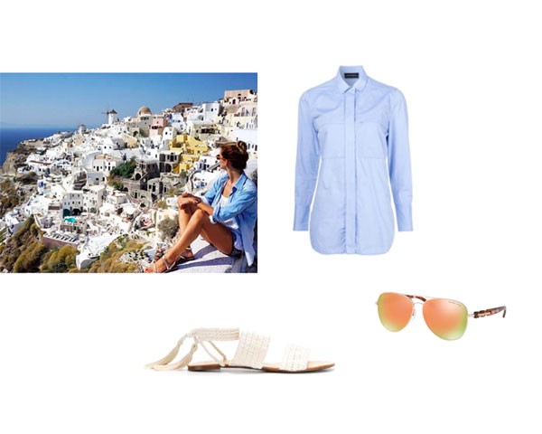 Santorini: camisa By Marlene Birger; sandália Schutz; óculos Michael Kors  (Foto: Instagram)