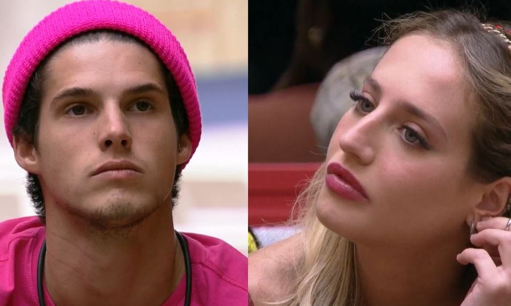 Gabriel e Bruna Griphao escutam alerta de Tadeu Schmidt no "BBB 23" — Foto: Reprodução/Instagram