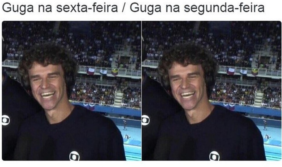 Alegria de Guga como comentarista da Globo nas Olimpíadas virou meme nas redes sociais (Foto: Reprodução)