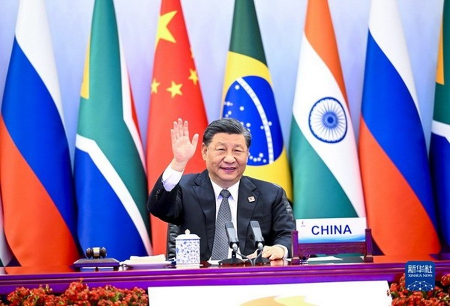 O presidente da China, Xi Jinping, durante a cúpula do Brics